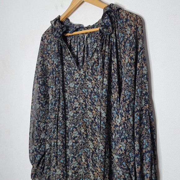 Free People Small Feeling Groovy Border Print Maxi Dress Boho Oversized Festival - Picture 4 of 8